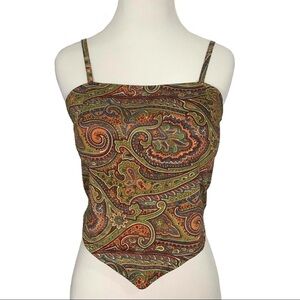 EarthBound Paisley Tie Back Cami Bandana Triangle Top Size Small Y2K